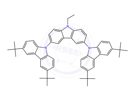 Chemical structure of 3,3′′,6,6′′-Tetra-tert-butyl-9′-ethyl-9′H-9,3′:6′,9′′-terbenzo[b]indole