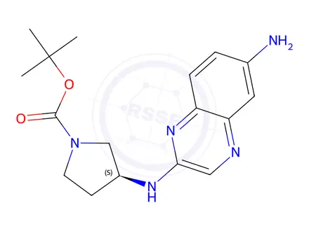 Chemical structure of tert-Butyl (S)-3-((6-aminoquinoxalin-2-yl)amino)pyrrolidine-1-carboxylate