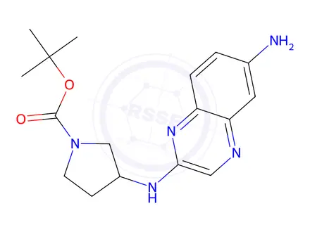 Chemical structure of tert-Butyl 3-((6-aminoquinoxalin-2-yl)amino)pyrrolidine-1-carboxylate