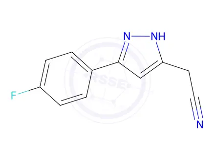 Chemical structure of 2-(5-(4-Fluorophenyl)-1H-pyrazol-3-yl)acetonitrile