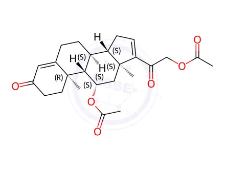 Chemical structure of (11β)-11,21-Bis(acetyloxy)pregna-4,16-diene-3,20-dione