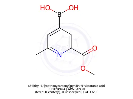Chemical structure of (2-Ethyl-6-(methoxycarbonyl)pyridin-4-yl)boronic acid