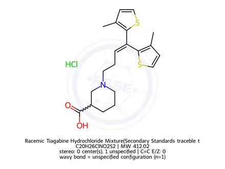 Chemical structure of Racemic Tiagabine Hydrochloride Mixture(Secondary Standards traceble to USP)
