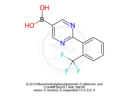 Chemical structure of (2-(2-(Trifluoromethyl)phenyl)pyrimidin-5-yl)boronic acid