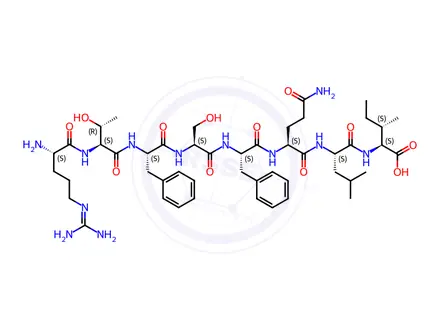 Chemical structure of L-Isoleucine, L-arginyl-L-threonyl-L-phenylalanyl-L-seryl-L-phenylalanyl-L-glutaminyl-L-leucyl-