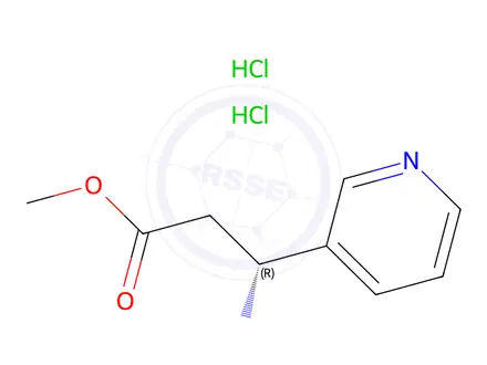 Chemical structure of Methyl (R)-3-amino-3-(pyridin-3-yl)propanoate dihydrochloride