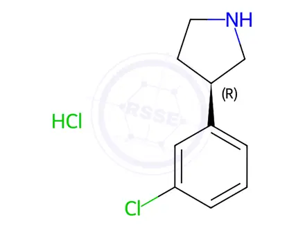 Chemical structure of Pyrrolidine, 3-(3-chlorophenyl)-, hydrochloride (1:1), (3R)-