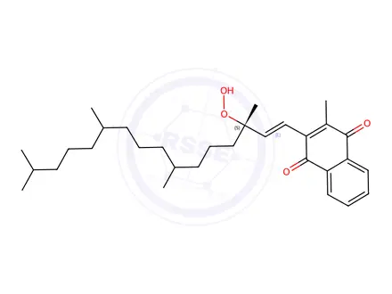 Chemical structure of 2-((3S,E)-3-Hydroperoxy-3,7,11,15-tetramethylhexadec-1-en-1-yl)-3-methylnaphthalene-1,4-dione