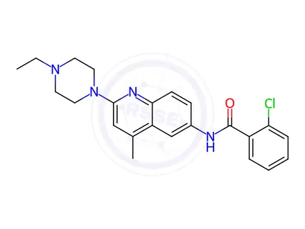 Chemical structure of Benzamide, 2-chloro-N-[2-(4-ethyl-1-piperazinyl)-4-methyl-6-quinolinyl]-