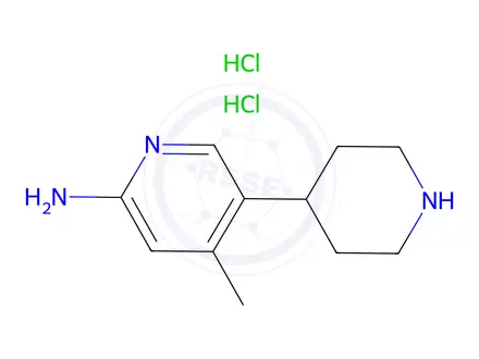 Chemical structure of 4-Methyl-5-(piperidin-4-yl)pyridin-2-amine dihydrochloride
