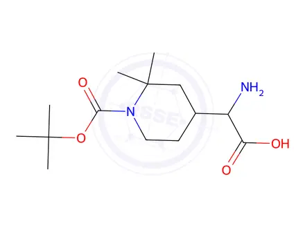Chemical structure of 2-Amino-2-(1-(tert-butoxycarbonyl)-2,2-dimethylpiperidin-4-yl)acetic acid