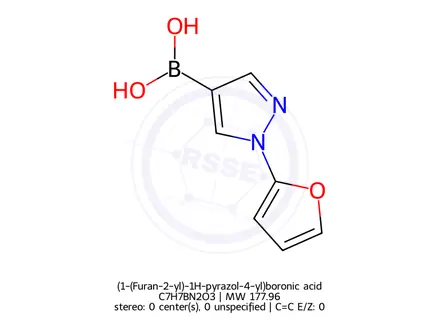 Chemical structure of (1-(Furan-2-yl)-1H-pyrazol-4-yl)boronic acid