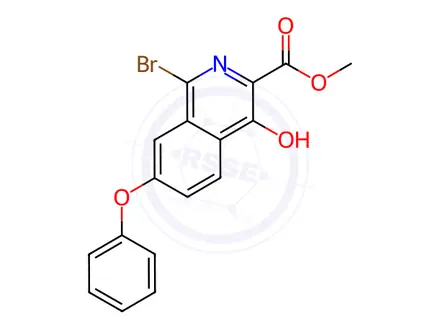 Chemical structure of methyl 1-bromo-4-hydroxy-7-phenoxyisoquinoline-3-carboxylate