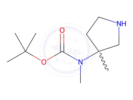 Chemical structure of Carbamic acid, methyl(3-methyl-3-pyrrolidinyl)-, 1,1-dimethylethyl ester