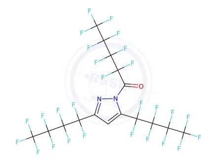 Chemical structure of 3,5-Bis(nonafluoro-1-butyl)-1-(nonafluoropentanoyl)pyrazole