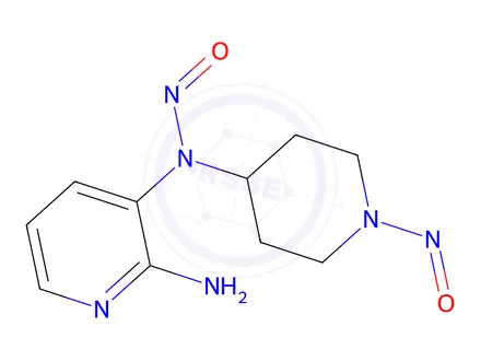 Chemical structure of N-(2-aminopyridin-3-yl)-N-(1-nitrosopiperidin-4-yl)nitrous amide