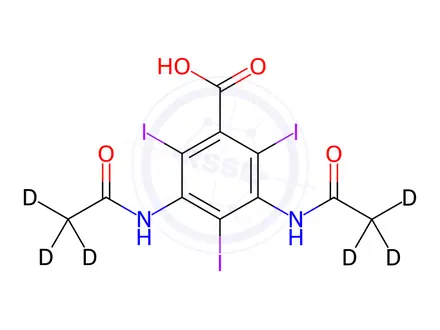Chemical structure of Amidotrizoic Acid-d6