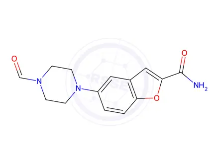 Chemical structure of 5-(4-formylpiperazin-1-yl)benzofuran-2-carboxamide