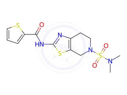 Chemical structure of N-(5-(N,N-Dimethylsulfamoyl)-4,5,6,7-tetrahydrothiazolo[5,4-c]pyridin-2-yl)thiophene-2-carboxamide
