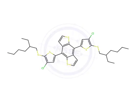 Chemical structure of 4,8-Bis(4-chloro-5-(heptan-3-ylthio)thiophen-2-yl)benzo[1,2-b:4,5-b']dithiophene