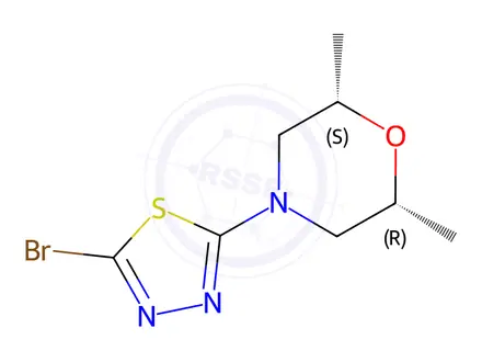 Chemical structure of 4-(5-bromo-1,3,4-thiadiazol-2-yl)-cis-2,6-dimethylmorpholine