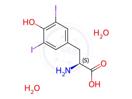 Chemical structure of 3,5-Diiodo-L-tyrosine Dihydrate