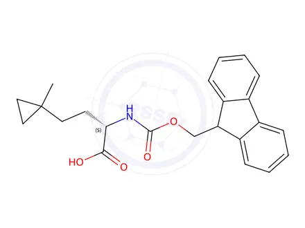 Chemical structure of (2S)-2-({[(9H-fluoren-9-yl)methoxy]carbonyl}amino)-4-(1-methylcyclopropyl)butanoic acid