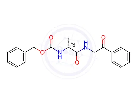 Chemical structure of benzyl (R)-(1-oxo-1-((2-oxo-2-phenylethyl)amino)propan-2-yl)carbamate