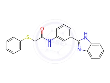 Chemical structure of N-(3-(1H-Benzo[d]imidazol-2-yl)phenyl)-2-(phenylthio)acetamide