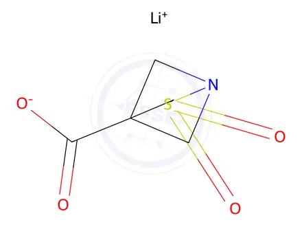 Chemical structure of lithium 2-thia-1-azabicyclo[2.1.1]hexane-4-carboxylate 2,2-dioxide
