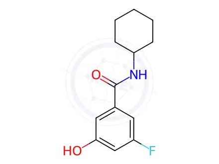 Chemical structure of Benzamide, N-cyclohexyl-3-fluoro-5-hydroxy-