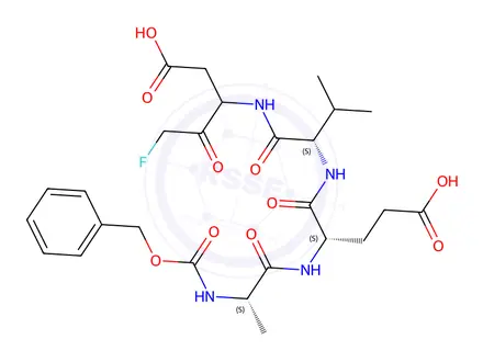 Chemical structure of Z-Ala-Glu-Val-DL-Asp-fluoromethylketone