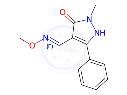 Chemical structure of 4-[(1E)-(Methoxyimino)methyl]-1-methyl-3-phenyl-1H-pyrazol-5-ol