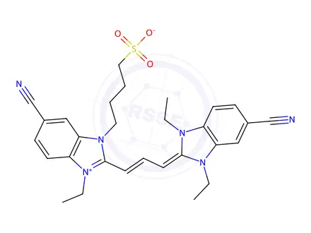 Chemical structure of 5,5'-DICYANO-3-(4-SULFOBUTYL)-1,1',3'-TRIETHYLIMIDACARBOCYANINE BETAINE