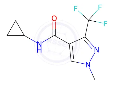 Chemical structure of N-cyclopropyl-1-methyl-3-(trifluoromethyl)-1H-pyrazole-4-carboxamide
