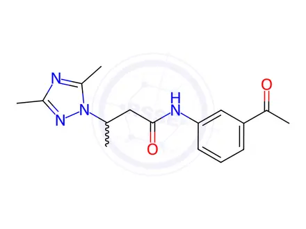 Chemical structure of N-(3-acetylphenyl)-3-(3,5-dimethyl-1H-1,2,4-triazol-1-yl)butanamide