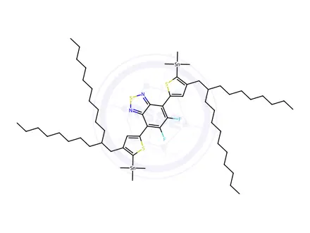 Chemical structure of 2,1,3-Benzothiadiazole, 5,6-difluoro-4,7-bis[4-(2-octyldodecyl)-5-(trimethylstannyl)-2-thienyl]-