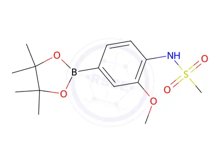 Chemical structure of (3-Methoxy-4-(methylsulfonamido)phenyl)boronic acid compound with 2,3-dimethylbutane-2,3-diol (1:1)
