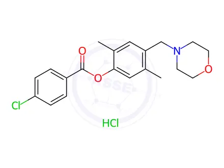 Chemical structure of 2,5-Dimethyl-4-(morpholinomethyl)phenyl 4-chlorobenzenecarboxylate hydrochloride
