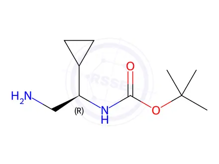 Chemical structure of Carbamic acid, N-[(1R)-2-amino-1-cyclopropylethyl]-, 1,1-dimethylethyl ester