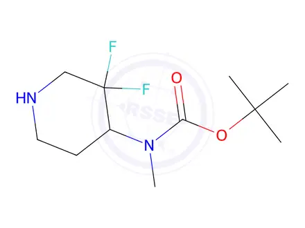 Chemical structure of tert-butyl (3,3-difluoropiperidin-4-yl)(methyl)carbamate