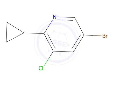 Chemical structure of 5-bromo-3-chloro-2-cyclopropyl-pyridine