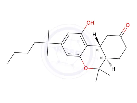 Chemical structure of (6aR,10aR)-1-hydroxy-6,6-dimethyl-3-(2-methylhexan-2-yl)-6,6a,7,8,10,10a-hexahydro-9H-benzo[c]chromen-9-one