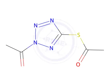 Chemical structure of Ethanethioic acid, S-(2-acetyl-2H-tetrazol-5-yl) ester