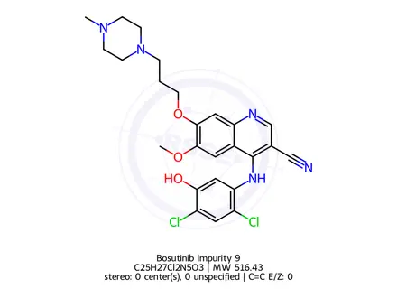 Chemical structure of Bosutinib Desmethyl Impurity