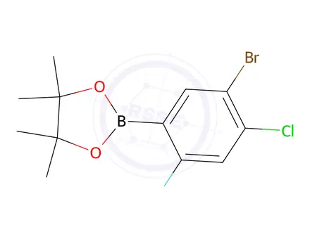 Chemical structure of 2-(5-Bromo-4-chloro-2-fluorophenyl)-4,4,5,5-tetramethyl-1,3,2-dioxaborolane