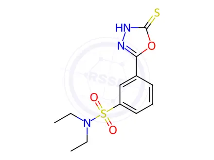 Chemical structure of N,N-diethyl-3-(5-sulfanyl-1,3,4-oxadiazol-2-yl)benzene-1-sulfonamide
