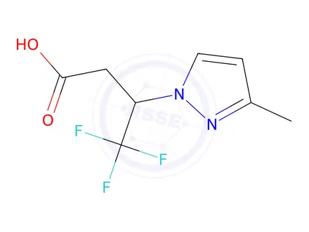 Chemical structure of 4,4,4-Trifluoro-3-(3-methyl-1H-pyrazol-1-yl)butanoic acid