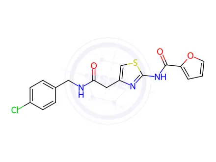 Chemical structure of N-(4-(2-((4-Chlorobenzyl)amino)-2-oxoethyl)thiazol-2-yl)furan-2-carboxamide