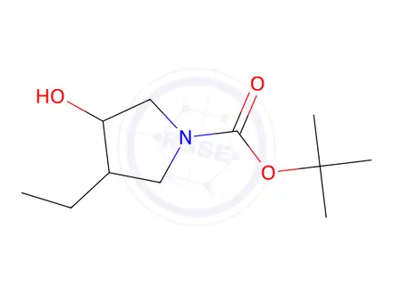 Chemical structure of Tert-butyl 3-ethyl-4-hydroxypyrrolidine-1-carboxylate